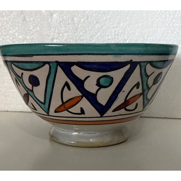 Set Of 4 Hand-Painted Moroccan Ceramic Bowls 5” From City of Fez - Picture 8 of 10